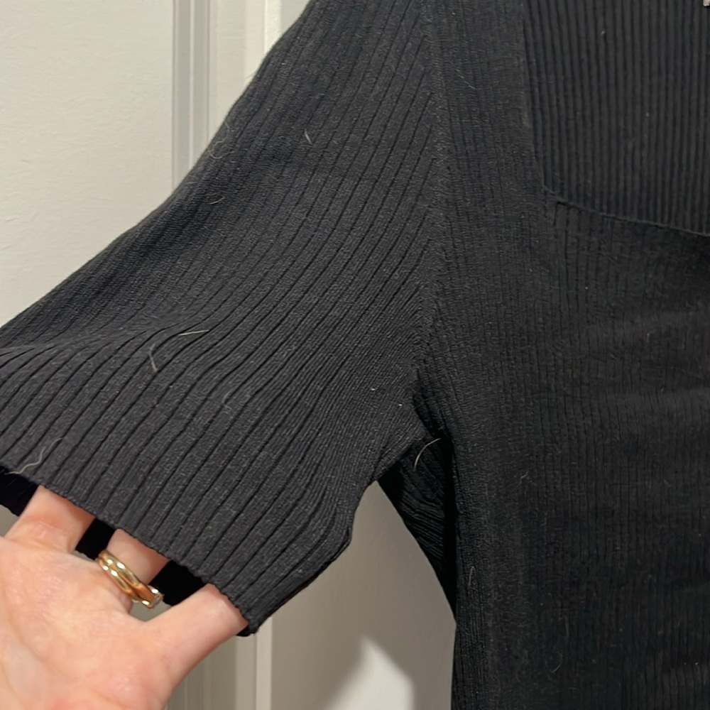 H&M ribbed square neck sweater top short sleeve - Picture 6 of 6
